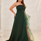 Strapless Sleeveless Long Slit Evening Dress