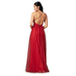 Red Deep V Neck Sleeveless Long Evening Dress