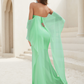 Off-Shoulder Long Chiffon Bridesmaid Dress