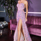 Sequined Side Split Evening Dress