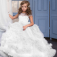 Jewel Neck Short Sleeves Long Kids Wedding Dress