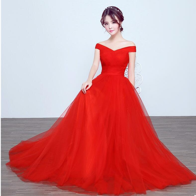 Off-Shoulder Pleated Long Evening Dress