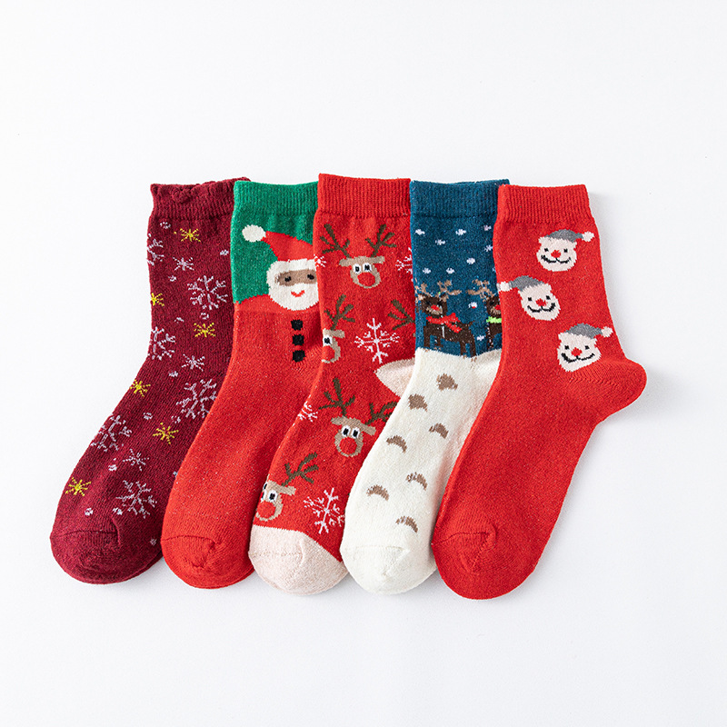 Cotton Blend Christmas Pattern Socks