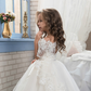 White Floral Lace Long Sleeves Kids Wedding Dress