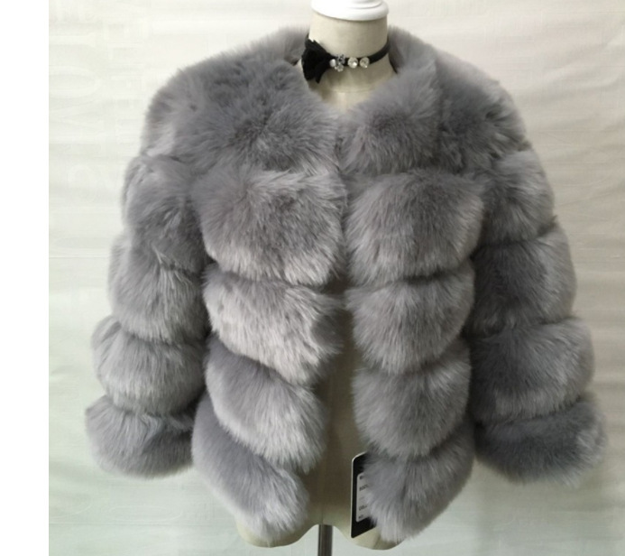 Faux Fur Open Front Bubble Coat