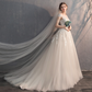 Ivory Round Neck Lace Embroidered Wedding Dress