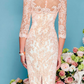 Bisque Lace Jewel Neck Long Sleeves Bridesmaid Dress