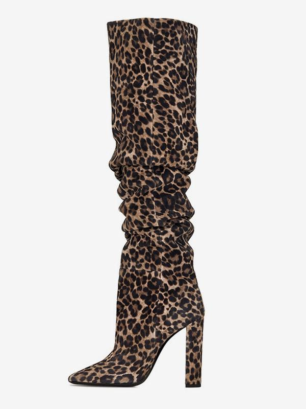 Pointed Toe Slouch Knee High Boots