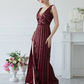 Deep V Neck Sleeveless Long Evening Dress