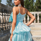 Bowknot Front Spaghetti Strap Sleeveless Short Prom Dress