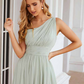 White Smoke Oblique Shoulder Sleeveless Bridesmaid Dress