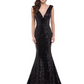 Sequin Deep V Neck Sleeveless Mermaid Evening Dress