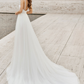 White Deep V Neck Sleeveless Backless Long Wedding Dress