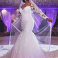 White Lace full Sleeves Long Mermaid Wedding Dress