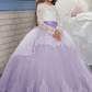 Lace Jewel Neck Long Sleeves Kids Wedding Dress