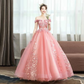 Pink Off-Shoulder Sleeveless  Long Evening Dress