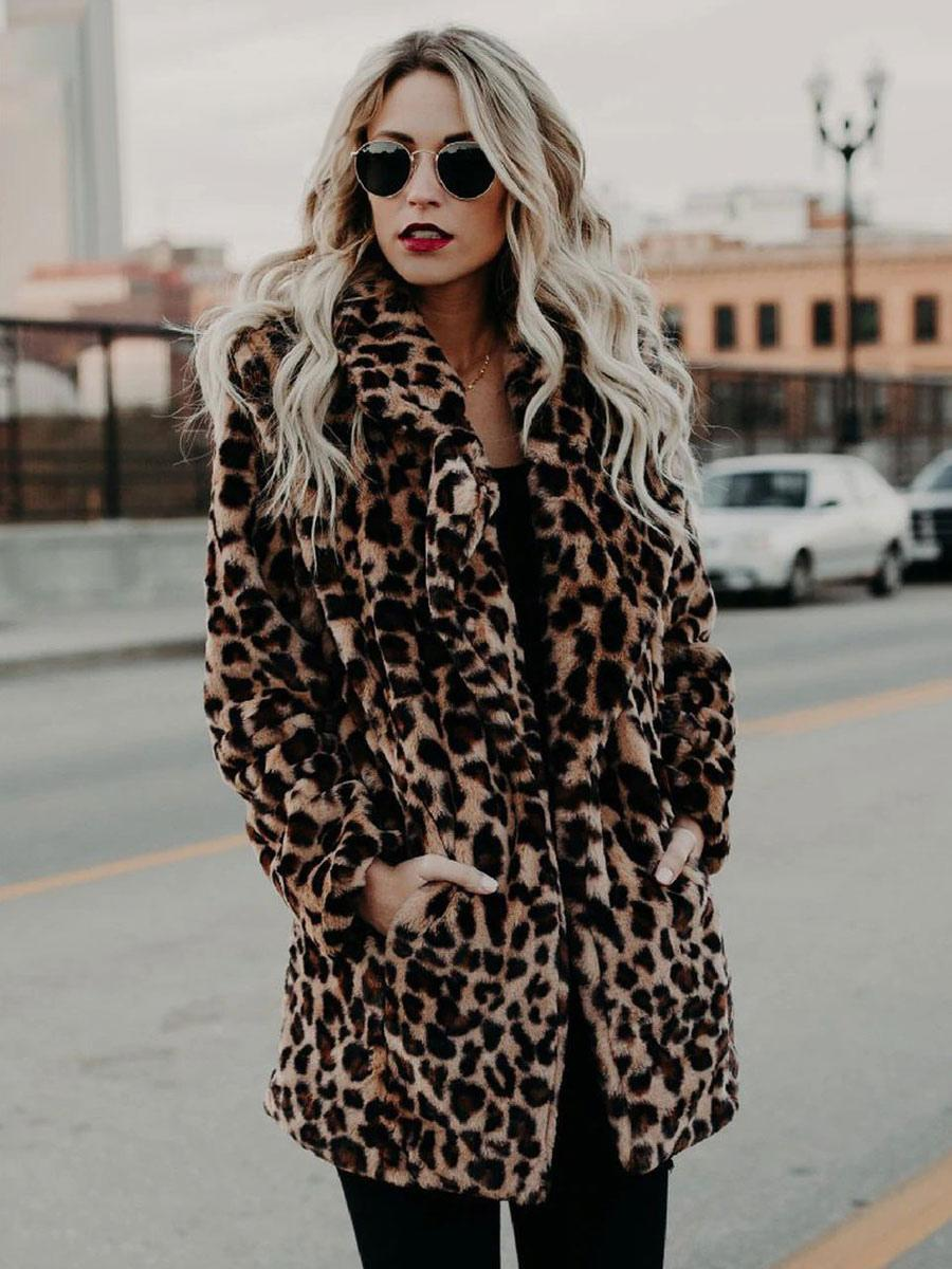 Faux Fur Leopard Print Coat