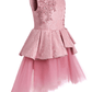 A-Line Pink Lace Appliqued Sleeveless Kids Party Dress