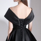 Black Satin V Neck Pleated Short Prom Dress