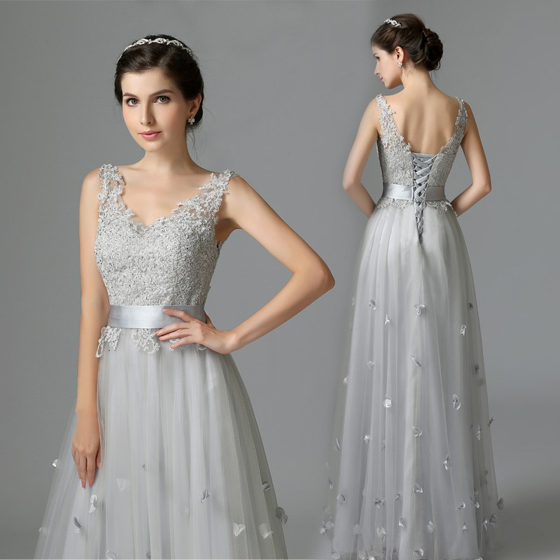 Lace Embroidered Sleeveless Evening Dress