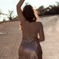 Sequin Halter Neck Sleeveless Backless Short Evening Dress