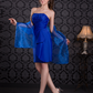 Satin Royal Blue Strapless Sleeveless Prom Dress