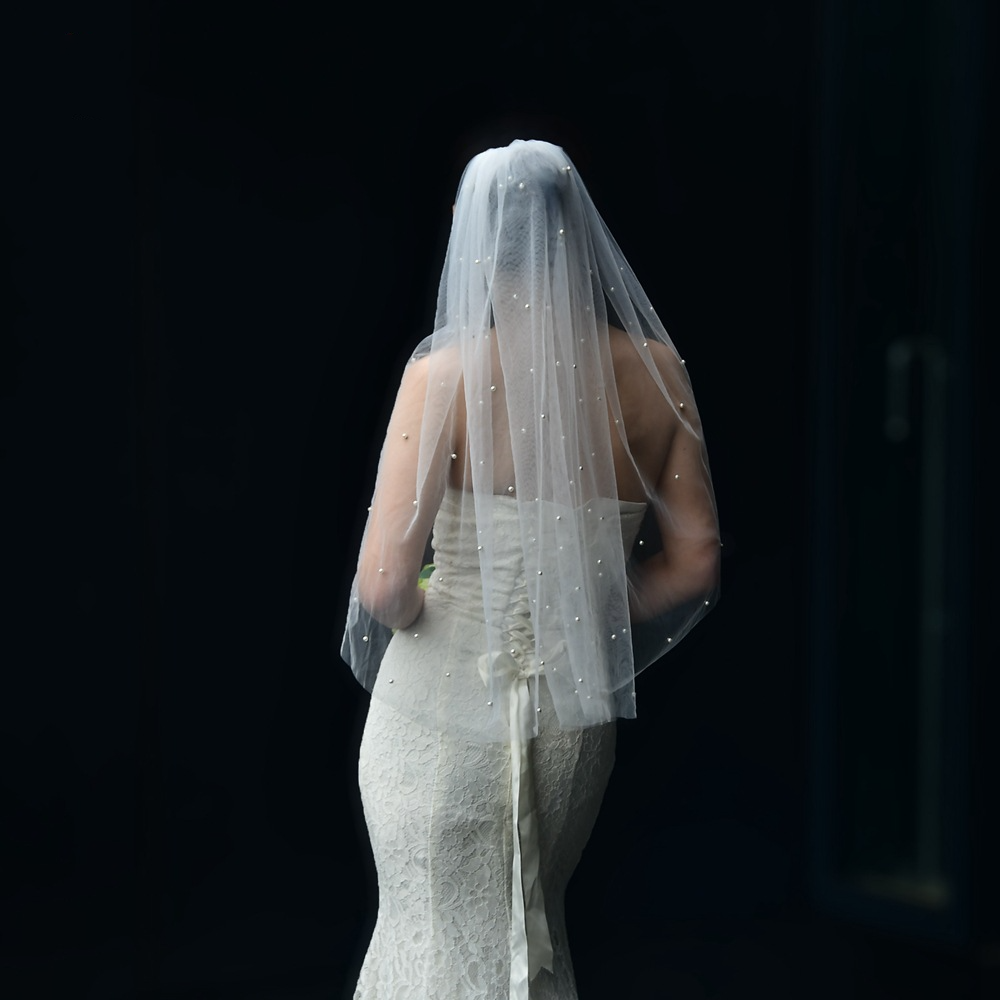 Pearl Embedded Long Bridal Veil