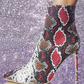 Snake Pattern Pointed Toe Ankle Boots