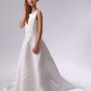 White Satin Applique Sleeveless Long Kids Wedding Dress