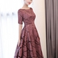 Indian Red Round Neck Half Sleeves Prom Dress