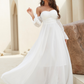 Off-Shoulder Long Sleeves Simple Wedding Dress