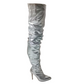 Radiant Silver Patent Leather Thigh-High Boots