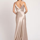 Satin Matte Deep V-Neck Sleeveless Floor-Length Bridesmaid Dress