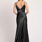 Satin Matte Deep V-Neck Sleeveless Floor-Length Bridesmaid Dress