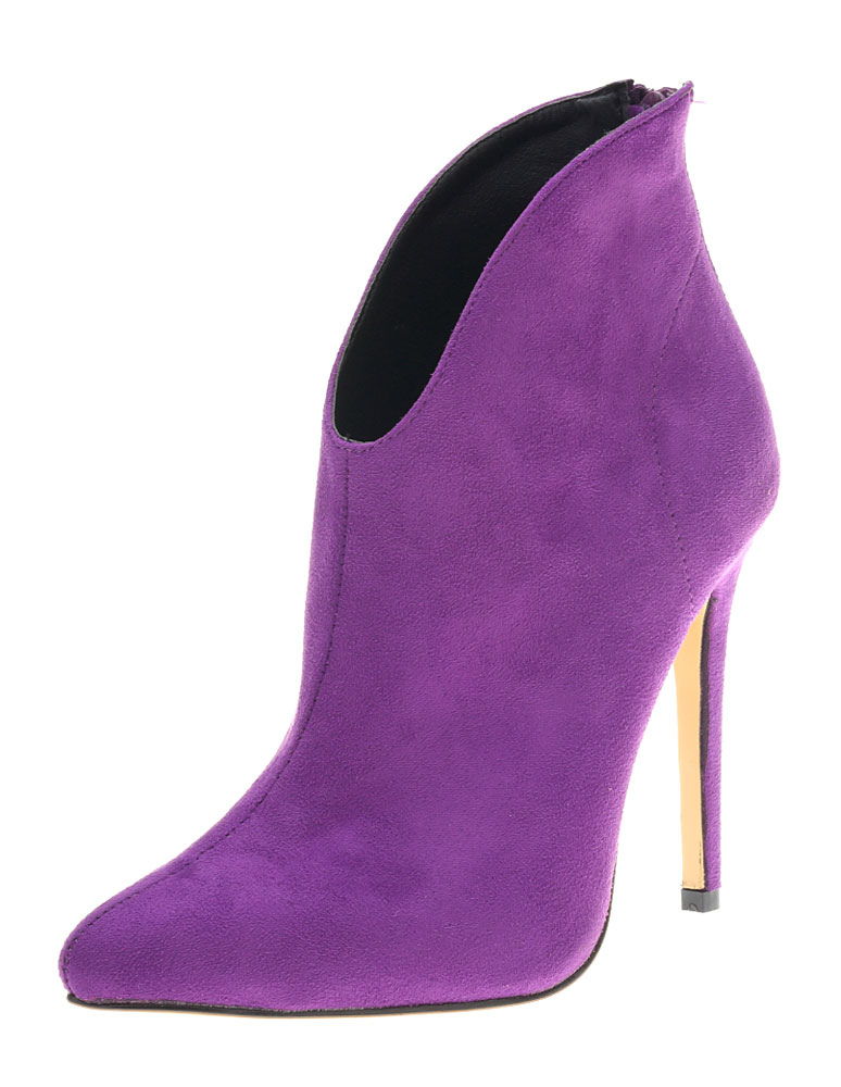 Suede Pointed Toe High Heel Ankle Boots