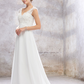 White A-Line Applique Beaded Sleeveless Long Wedding Dress