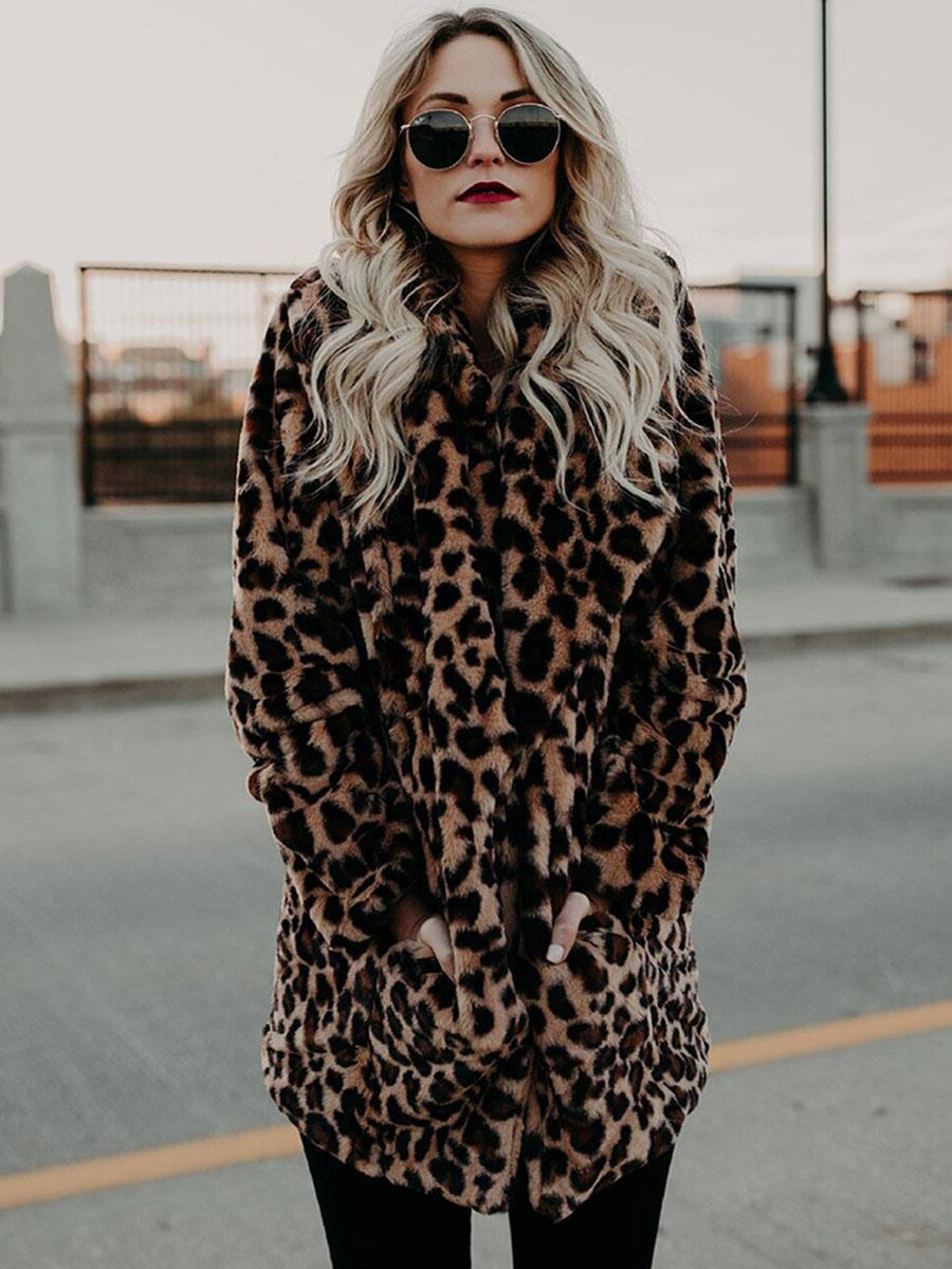 Faux Fur Leopard Print Coat