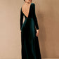 V-Neck Long Sleeve Velour Floor-Length Formal Bridesmaid Dress