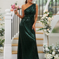 Sequin Oblique Shoulder Sleeveless Maxi Bridesmaid Dress