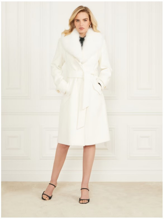 Women's Coat with Detachable Fur Collar