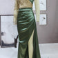 Sequined Oblique Shoulder Side Split Evening Dress