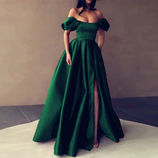 Off Shoulder Long Split Leg Evening Dress