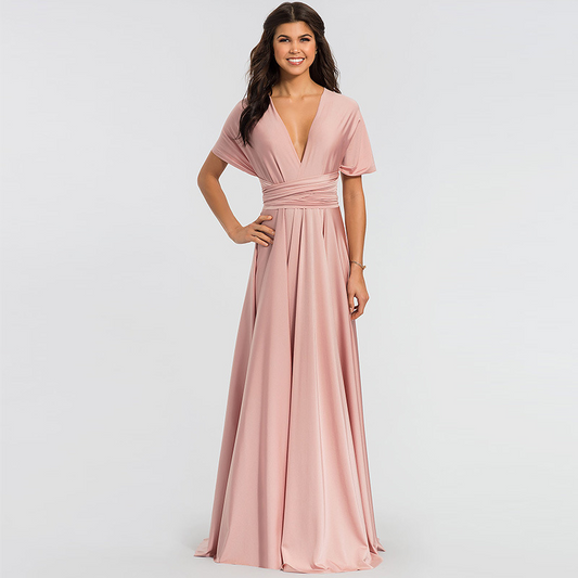 Sleeveless Backless Pleated Long Evening Dress