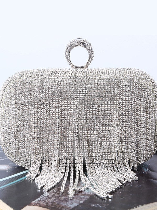 Luxurious Rhinestone Tassel Clutch