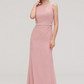 Peach Puff Sleeveless Beaded Maxi Bridesmaid Dress