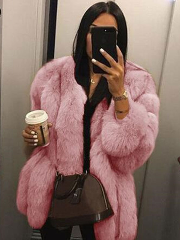 Faux Fur Full Sleeves Bubble Coat