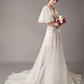 Ivory Lace Deep V Neck Short Butterfly Sleeves Wedding Dress