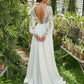 White Floral Embroidered Backless Wedding Dress