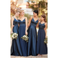 Satin Spaghetti Strap Sleeveless Backless Bridesmaid Dress