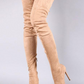 Sleek Pointed Toe Thigh-High Suede Boots